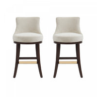 Lucia Modern Chenille Wood Upholstered Barstool in Natural - Set of 2