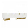Aspect 63 Inch TV Stand with Textured Doors and Gold Legs, White