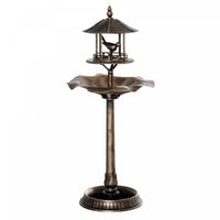 Outsunny 3-in-1 Garden Bird Bath Bowl Pedastal With Bird Feeder, Gold