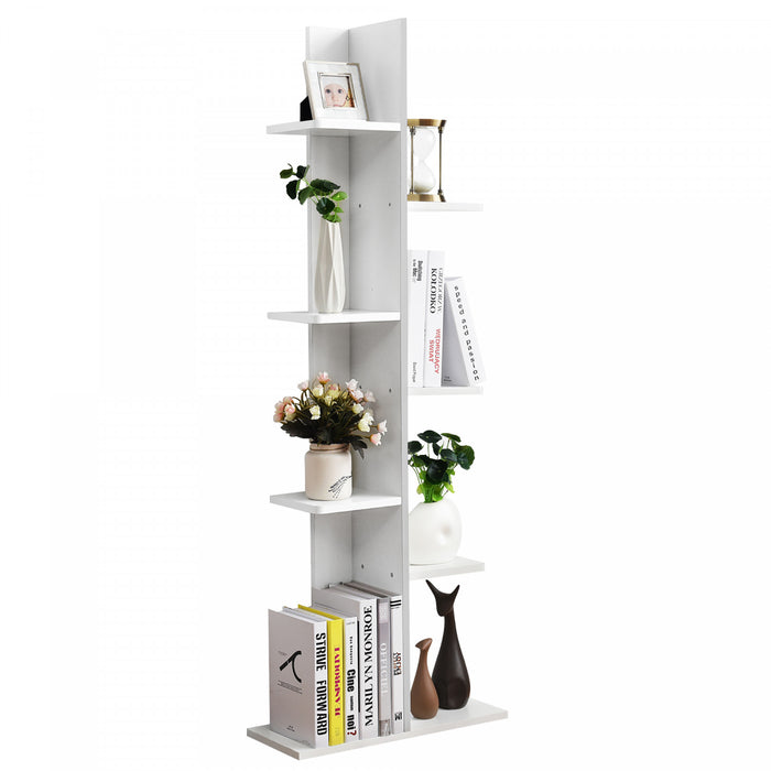 Costway Open Concept Bookcase Plant Display Shelf Rack Storage Holder Wooden White