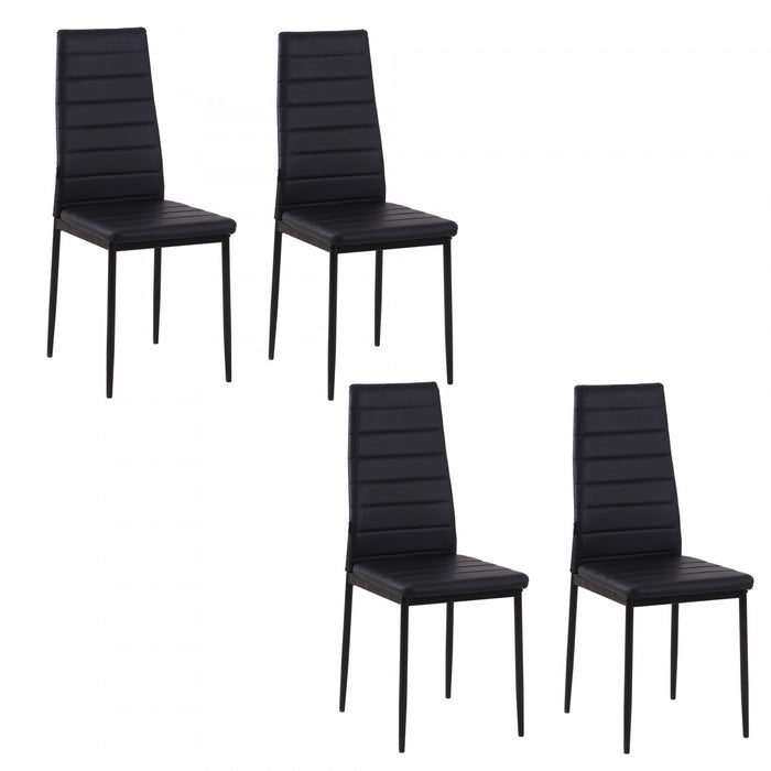 HOMCOM Dining Chairs, Set of 4, PU Leather Upholstered Accent Chairs, Back