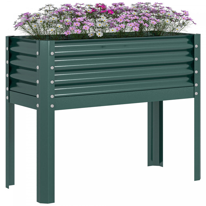 Outsunny Raised Garden Bed W/ Legs Galvanized Elevated Planter Box Green