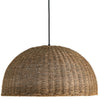 Dainolite Pourel 3 Light Pendant Large Matte Black Finish Natural Shade Lamp
