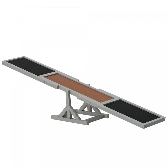 Pawhut Wood Pet Seesaw Platform Dog Agility Training Equipment Run Game Toy Weather Resistant Pet Supplies Grey