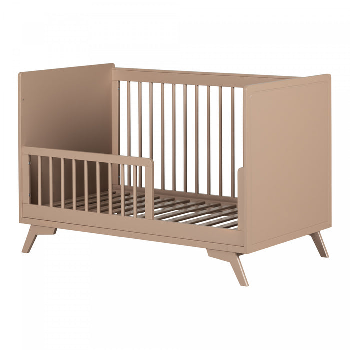 Milos Baby Crib With Adjustable Height And Toddler Rail - Pink Blush 