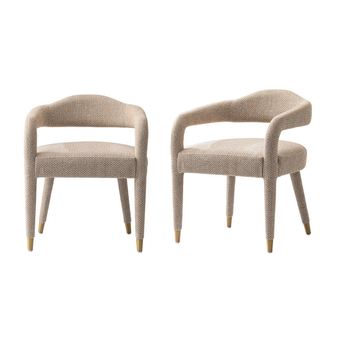 Aspen Mid-Century Modern Upholstered Tweed Armchair in Gold Dust - Set of 2