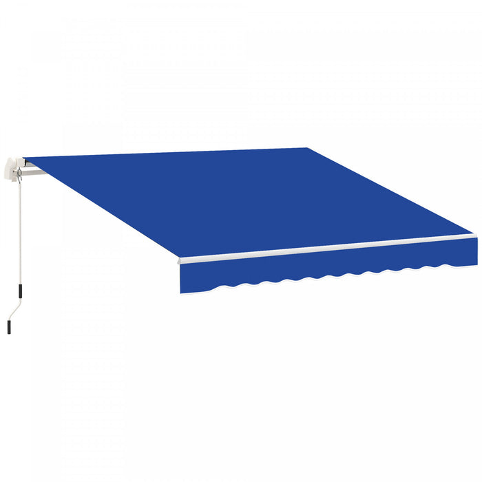 8'x7' Manual Retractable Sun Shade Patio Awning Canopy Shelter, Blue