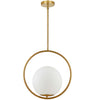 Dainolite Adrienna 15.75\" 1 Light Pendant Aged Brass Finish White Opal Glass Lamp