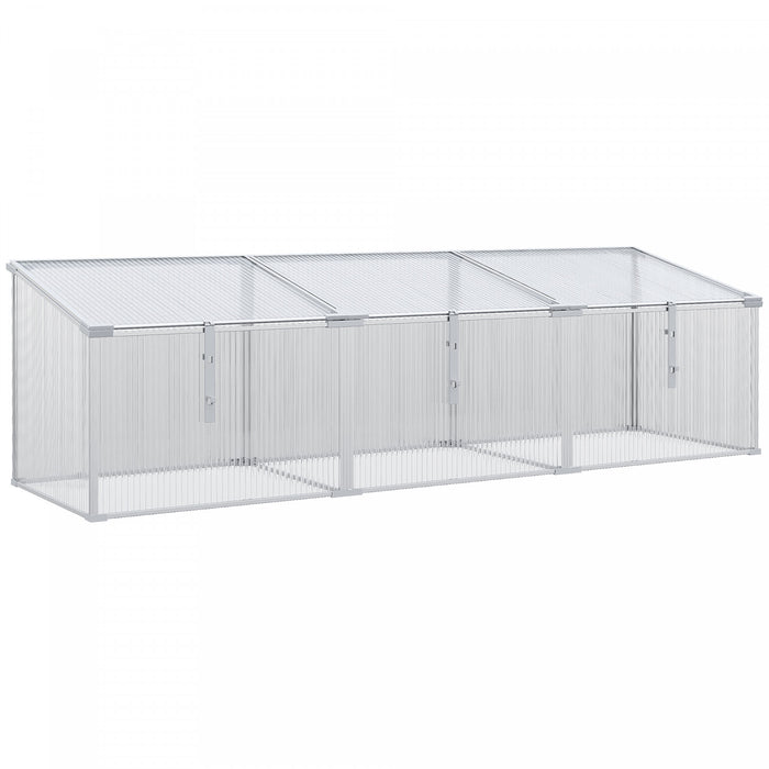 Outsunny Aluminium Cold Frame Garden Portable Greenhouse With Openable Top For Indoor, Outdoor, Flowers, Vegetables, Plants, 71\" X 21\" X 20\"
