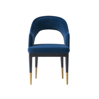 Carrington Modern Glam Upholstered Velvet Armchair in Midnight Blue 