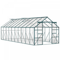 Outsunny Greenhouse Polycarbonate Greenhouse with Rain Gutter, Green