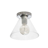 Dainolite Roswell 1 Light Flush Mount Large Satin Chrome Clear Glass Lamp