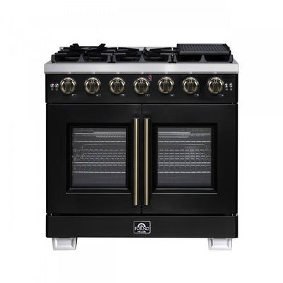 Forno Capriasca 36" Black Gas Range 5.36 cu.ft -FFSGS6460-36BLK | Cuisiniere a gaz noire Capriasca 36 pouces, 5,36 pi³ – FFSGS6460-36BLK
