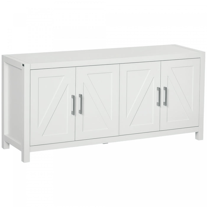 HOMCOM Farmhouse Kitchen Sideboard TV Cabinet Stand for TVs up to 65\" White