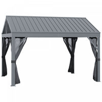 Outsunny 10' X 12' Hardtop Gazebo Canopy With Galvanized Steel Roof, Aluminum Frame, Permanent Pavil