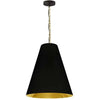Dainolite Anaya 1 Light Pendant Medium Aged Brass Black/Gold Shade Lamp