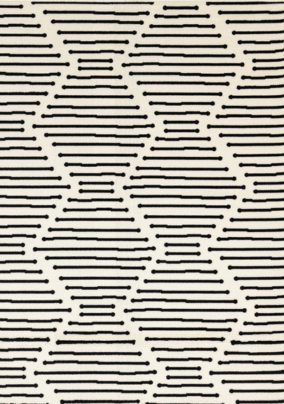 Forte Black White Stripes Area Rug - 4'7" x 6'7"|Carpette Forte noire et blanche à motif de rayures - 4 pi 7 po x 6 pi 7 po