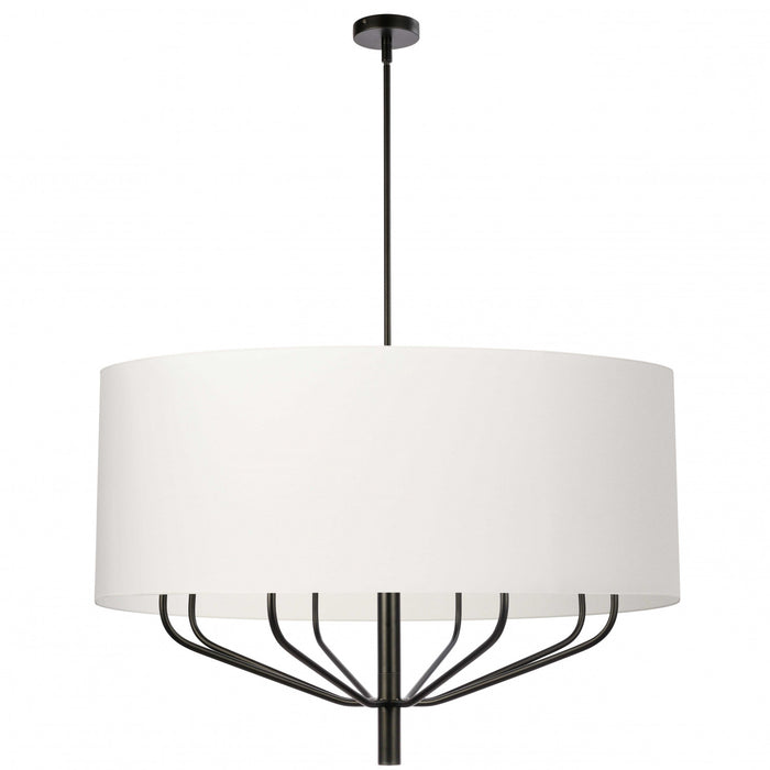 Dainolite Eleanor 8 Light Chandelier Matte Black White Shade Lamp