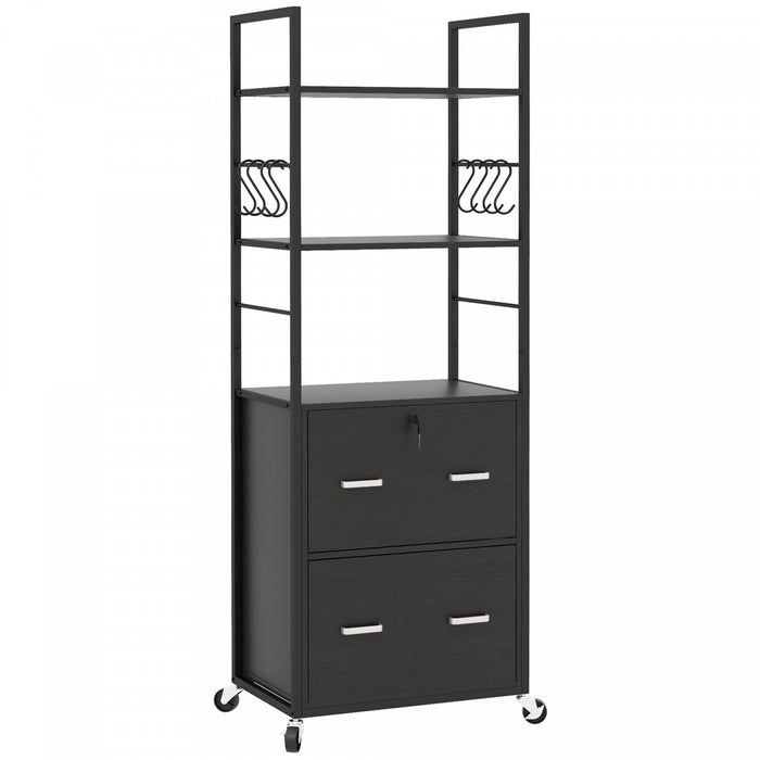 Vinsetto 2 Drawer File Cabinet with Lock, Adjustable Hanging Bar, Black