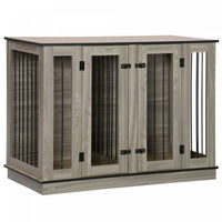 Pawhut Dog Crate Furniture With Divider Panel, Dog Kennel End Table For Large Dogs, Decorative Pet H