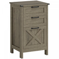 HOMCOM 3 Drawer File Cabinet Filing Cabinet for A4 Letter Size Grey Wash