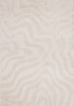 Lincoln Modern Luxurious Plush White Curves Area Rug - 6'7