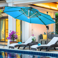 Costway 10ft Solar LED Patio Umbrella 360Degree Rotation Turquoise W/USB