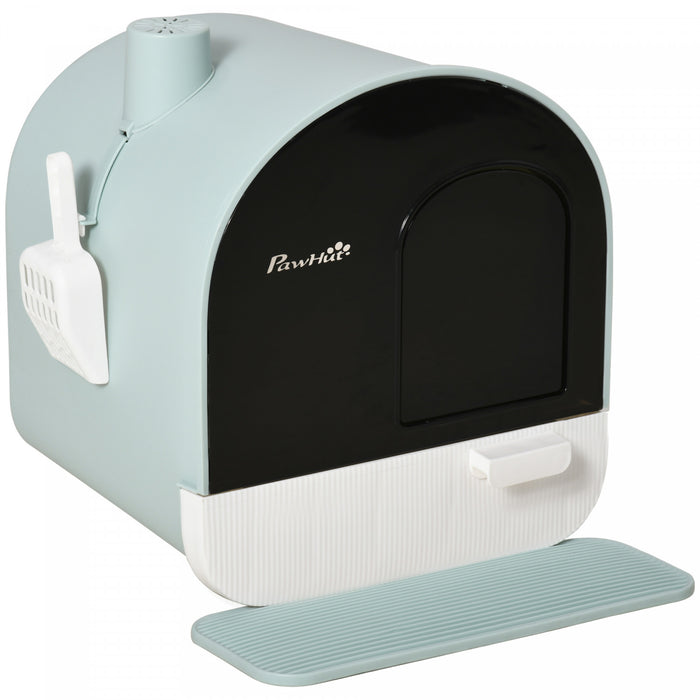 Pawhut Cat Litter Box With Lid, Enclosed Kitty Litter Box With Removable Tray, Scoop, Filter, Green