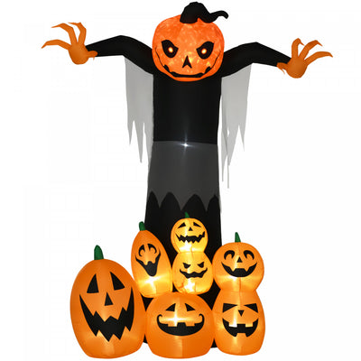Homcom Giant 9ft Halloween Inflatables Pumpkin Ghost For Yard Garden Lawn|Outsunny 9pi Fantome Citrouille D'halloween Gonflable Pour Jardin Pelouse
