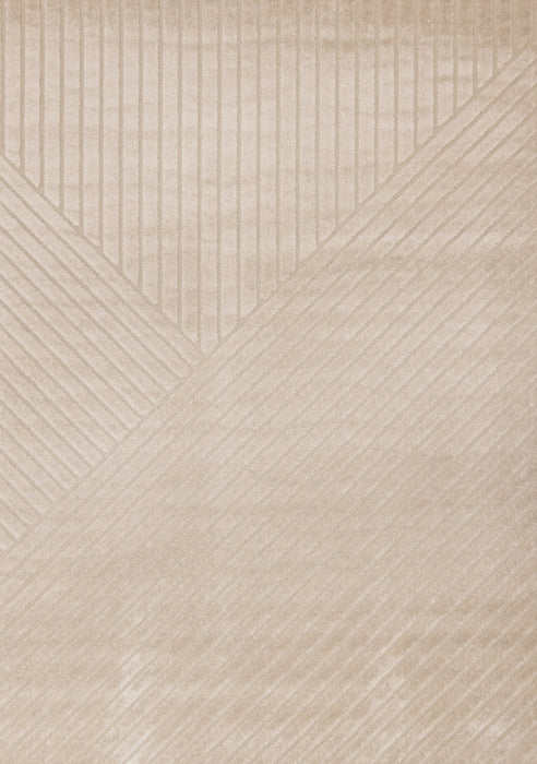 Oslo Beige Angled Striped Design Rug, 6'7\" x 9'6\" Indoor Area Rug