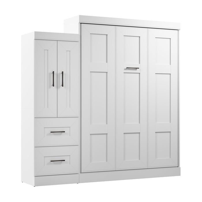 Bestar Edge Queen Murphy Bed with Wardrobe (90 W) - White