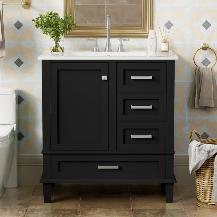 Olivia 30\" Bathroom Vanity with Sink Combo and Storage Drawers,Black