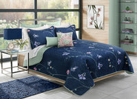 King Size 3-Piece Reversible Floral Quilt Set  