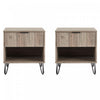 Dumbo Modern 20\" Fluted Nightstand in Rustic Gray (1-Drawer) - Set of 2