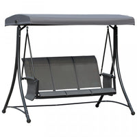 Outsunny 3 Person Outdoor Porch Swing Chair W/ Adjustable Canopy, Grey