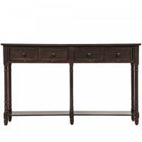 Phyllis Solid Wood Console Table With Drawers And Bottom Shelf - Espresso 