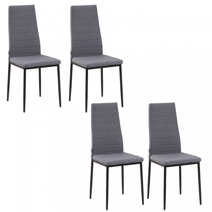 HOMCOM Dining Chairs Set of 4, Linen Fabric Upholstered Accent Chairs, Grey