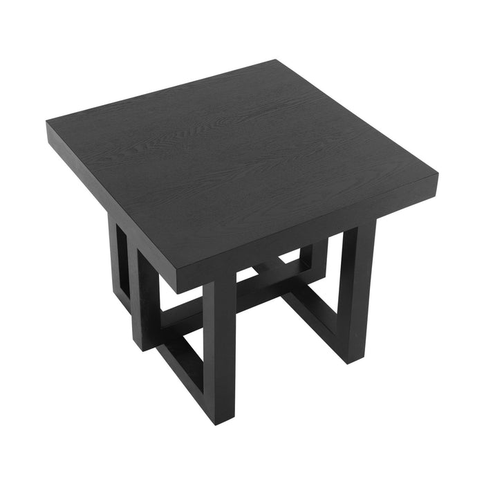 Ethan Rustic Solid Rubberwood End Table,Black