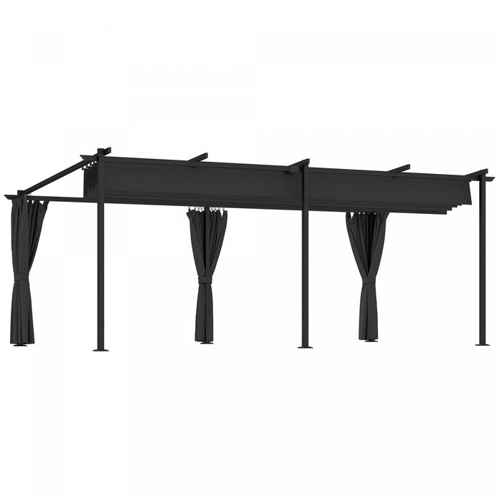Outsunny 10' X 20' Metal Pergola With Retractable Canopy And Sidewalls