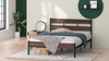 Roman Bamboo and Metal Platform Bed with Headboard - King Size | Roman lit plateforme en bambou et en métal avec tête de lit - Très grand
