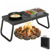 Outsunny Folding Campfire Grill, Heavy Duty Steel Mesh, Portable Camping Grate with Carry Bag, Outdoor Fire Cooking Equipment, Black