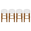 Vera Rubber Wood Bar Stool Set of 4 Indoor Seating with Round Ivory Cushion,Walnut
