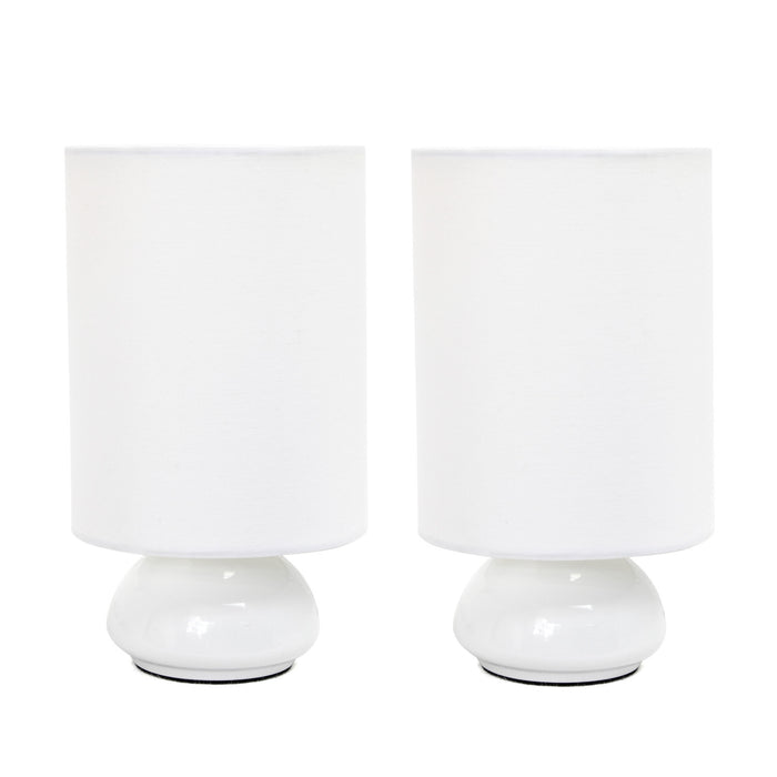 Simple Designs Gemini Colours 2-Piece Mini Touch Table Lamp Set - White