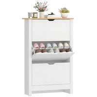 HOMCOM Narrow Shoe Cabinet for Entryway w/ 3 Flip Drawers Adjustable Shelf