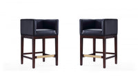 Kingsley Mid-Century Modern Wood Upholstered Counter Stool in Black - Set of 2