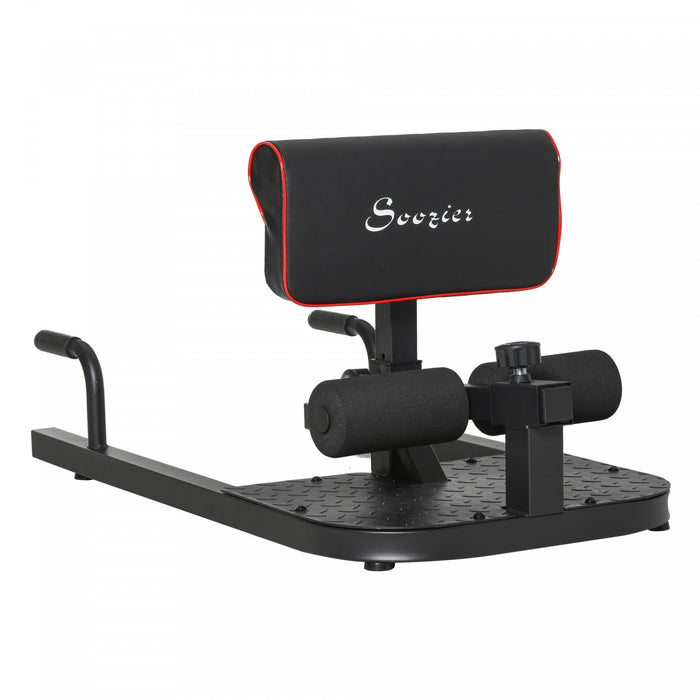 Soozier Adjustable Squat Machine With Push Up Bars, Multifunction Deep Sissy Squat Machine Leg Exerciser Ab Strength Training Home Gym Workout, Black