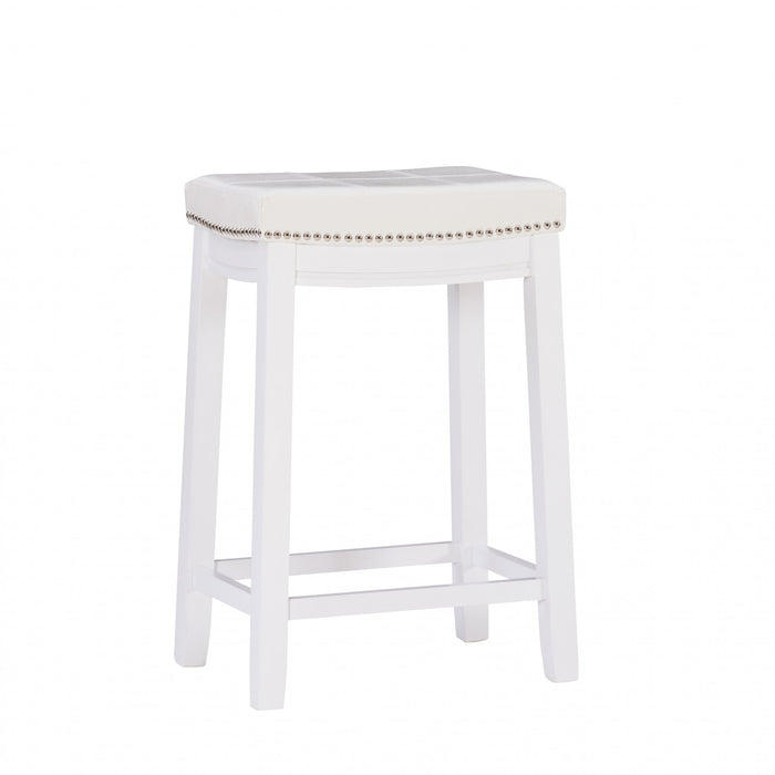 Claridge Fabric Backless Counter-Height Stool - White