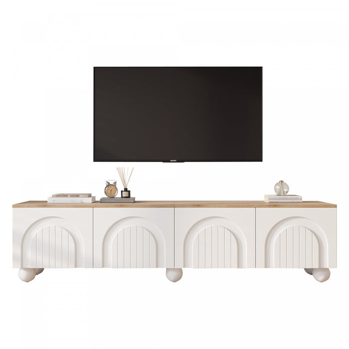 Nathan TV Stand with 4 Doors Large Storage,White