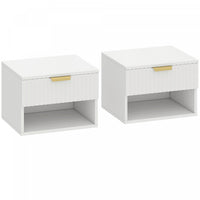 HOMCOM Floating Nightstands Set of 2, Bedside Tables with Fluted Drawer