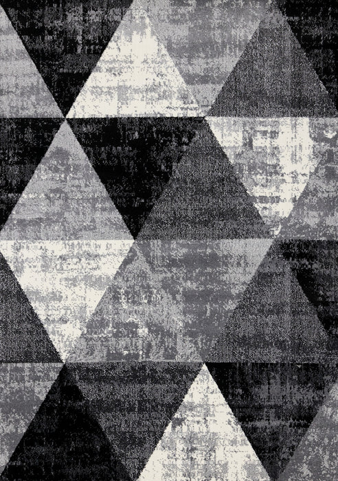 Covington Black White Grey Distressed Geometric Triangle Rug, 5'3\" x 7'7\" Indoor Area Rug